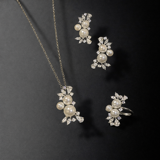 Pearl & Zircon Floral design