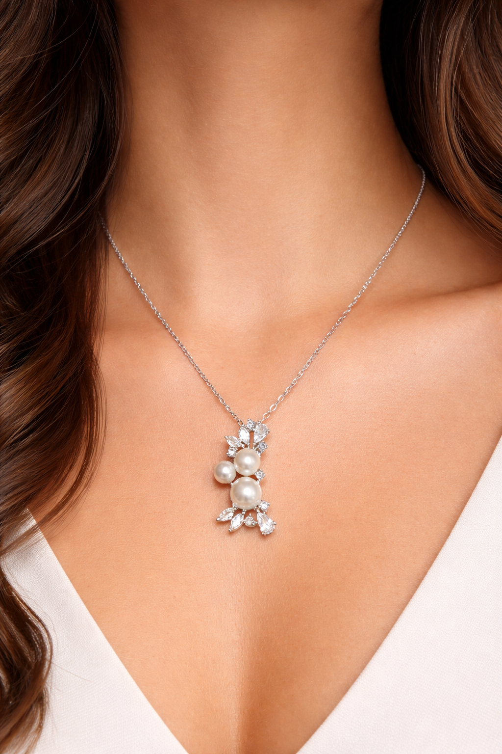 Pearl & Zircon Floral design