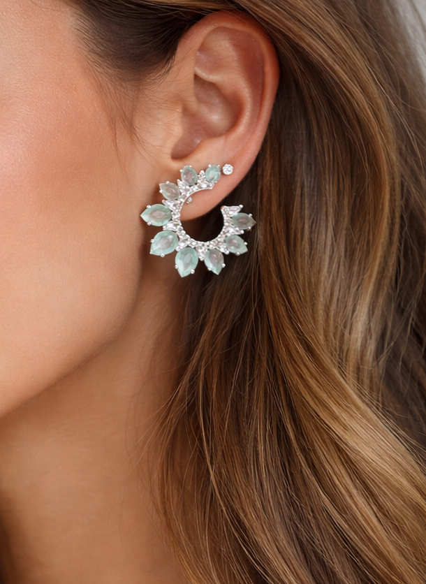 Emerald & Sapphire Crescent Set