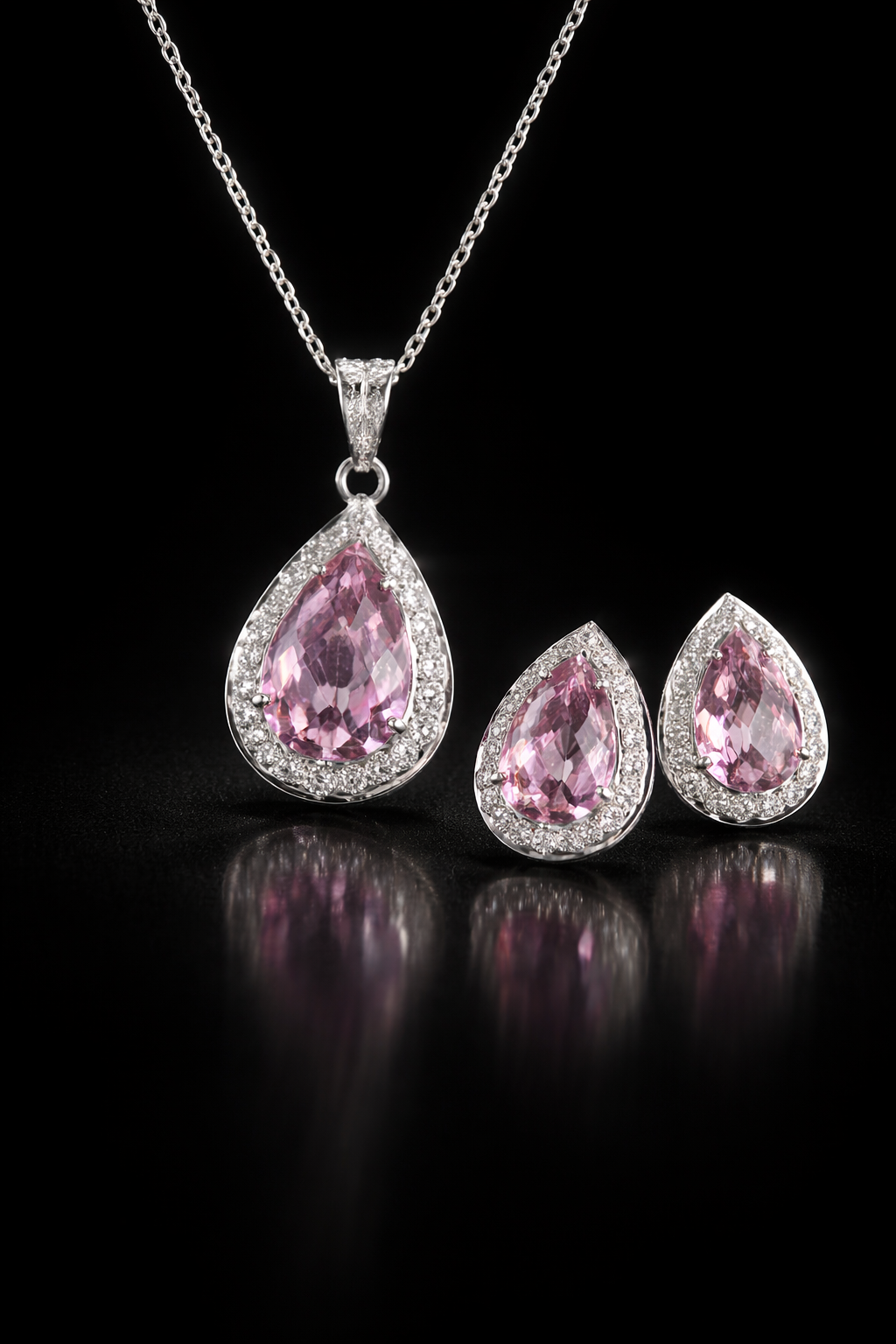 Blush Pink(purple pink) Teardrop Zircon Earrings