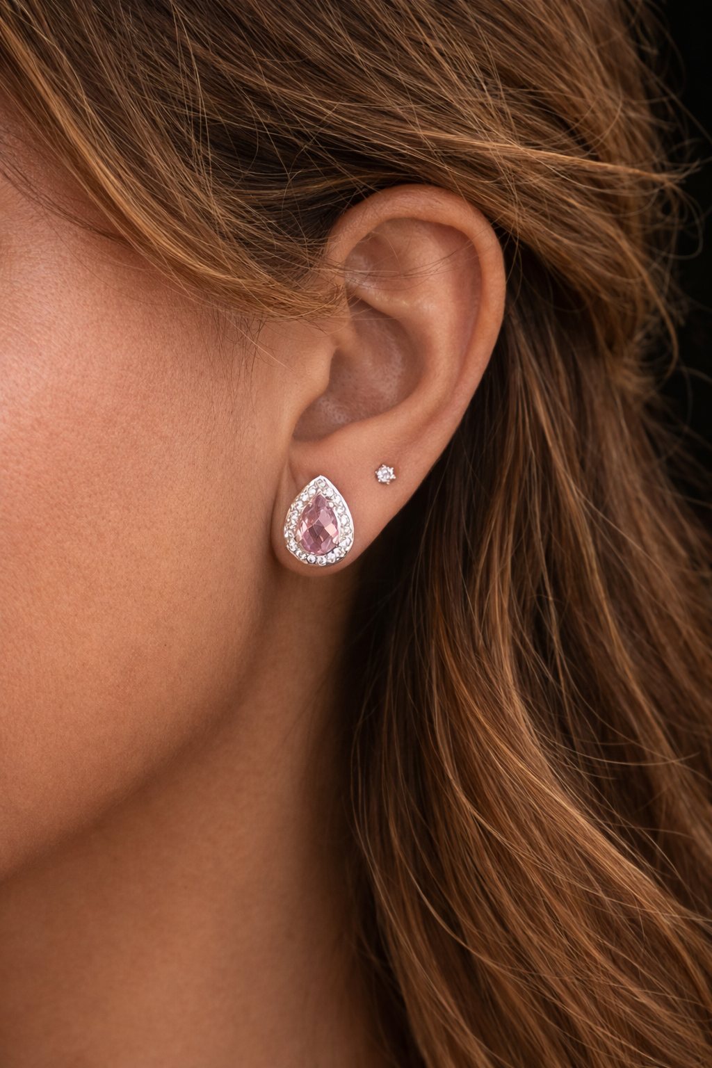 Blush Pink(purple pink) Teardrop Zircon Earrings