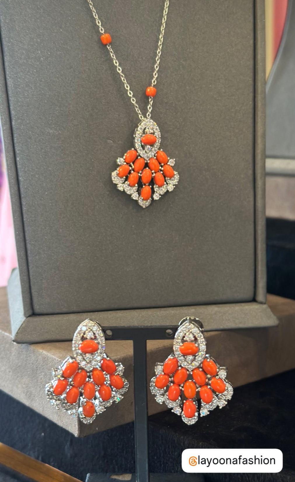 Emerald & Amethyst Statement Set(Necklace &Earrings)