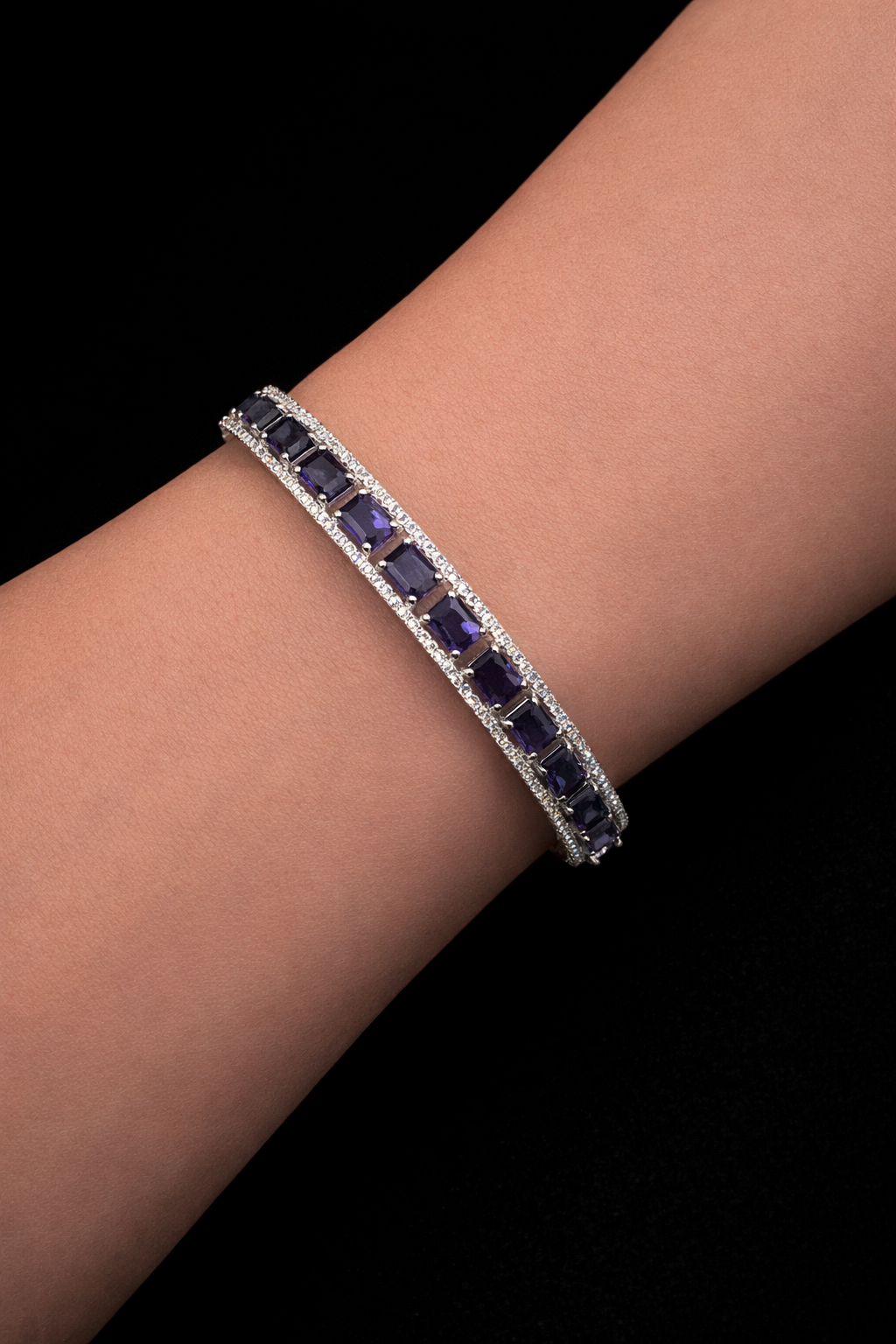 Amethyst Radiance Bangle with lock on side