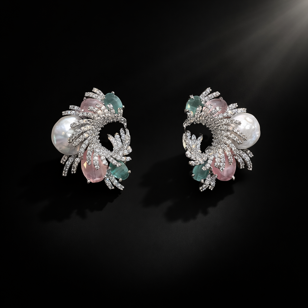 Midnight Sapphire Baroque Pearl Earrings