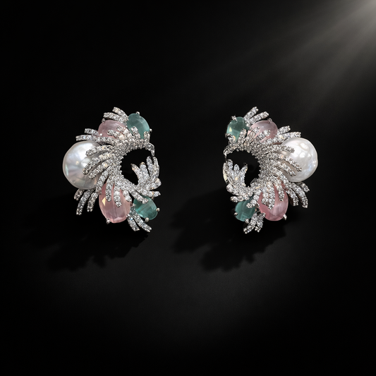 Midnight Sapphire Baroque Pearl Earrings
