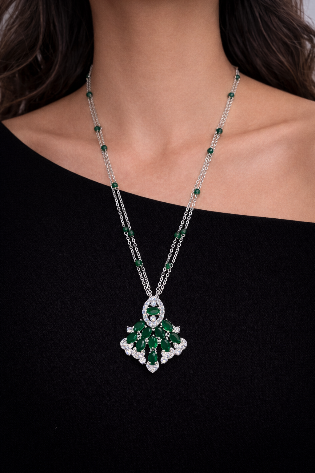 Emerald & Amethyst Statement Set(Necklace &Earrings)