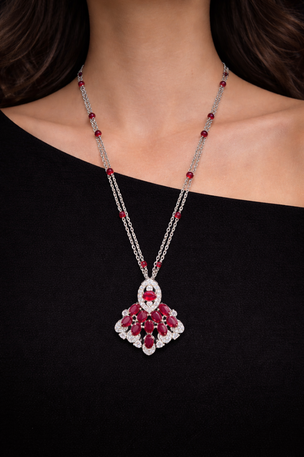 Emerald & Amethyst Statement Set(Necklace &Earrings)