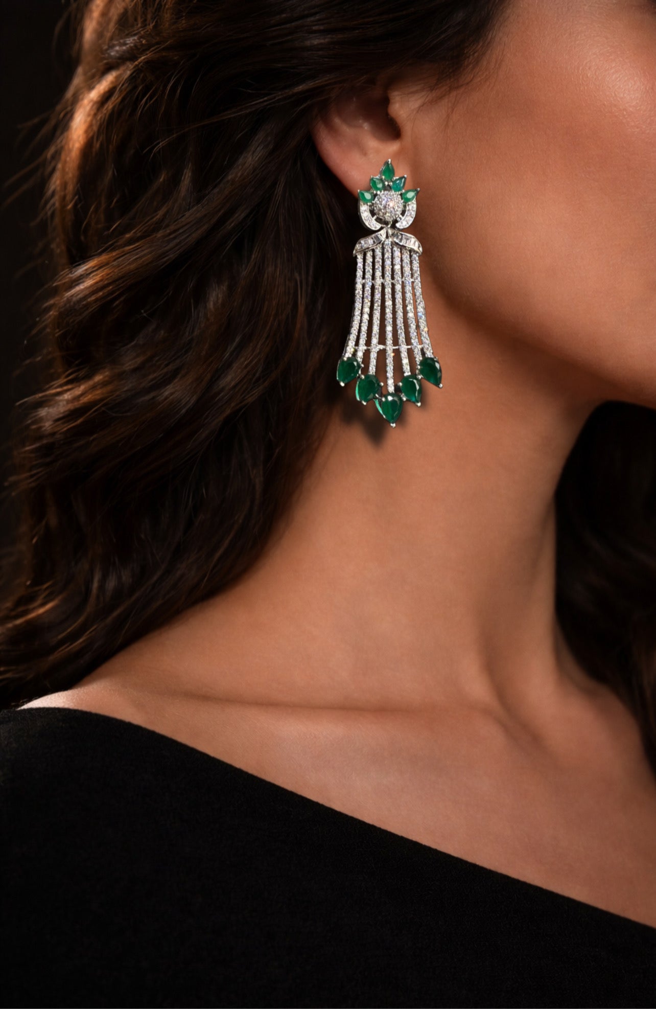 Emerald Radiance Chandelier Earrings