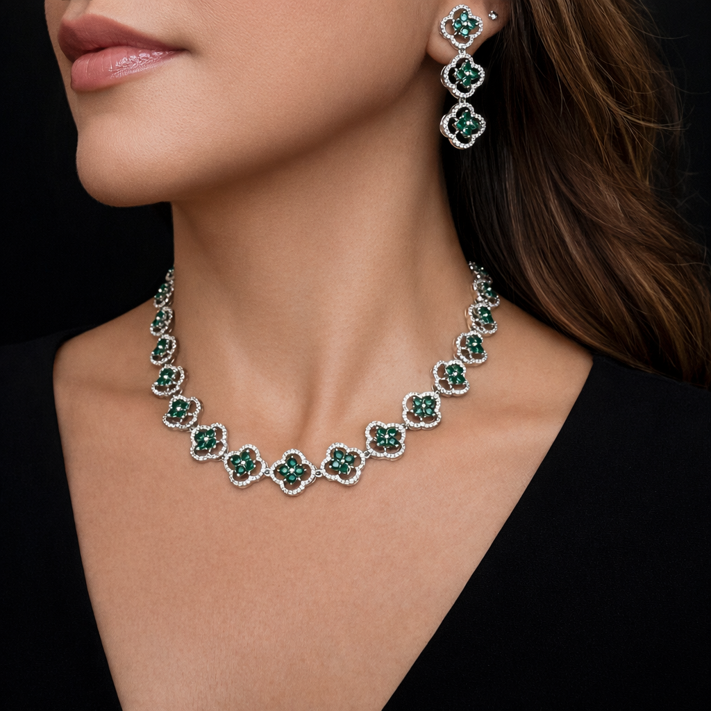 Emerald green Clover Elegance Set