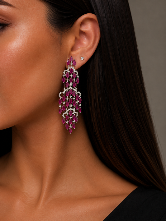 Midnight Ruby Cascade Earrings