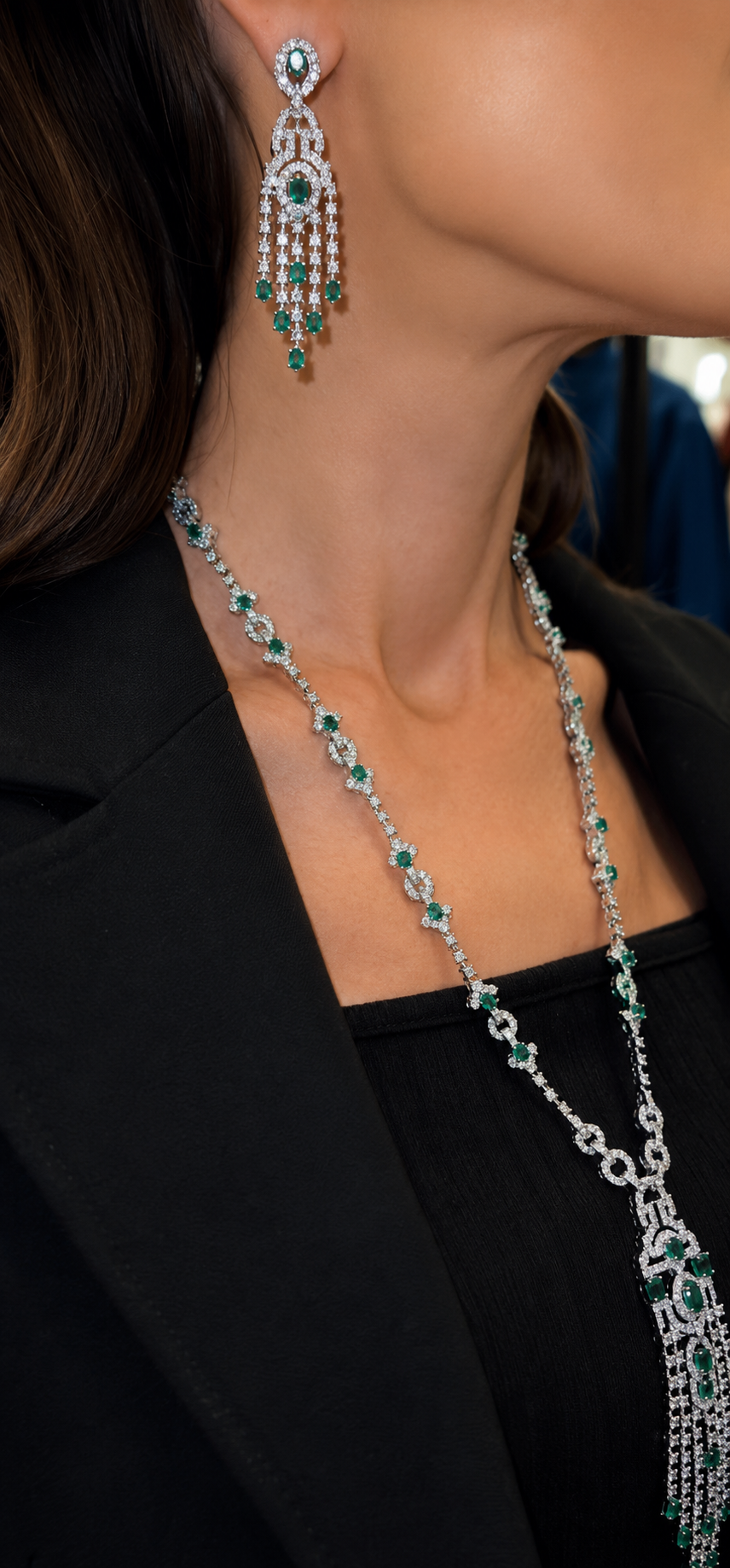 Emerald Cascade Necklace Set