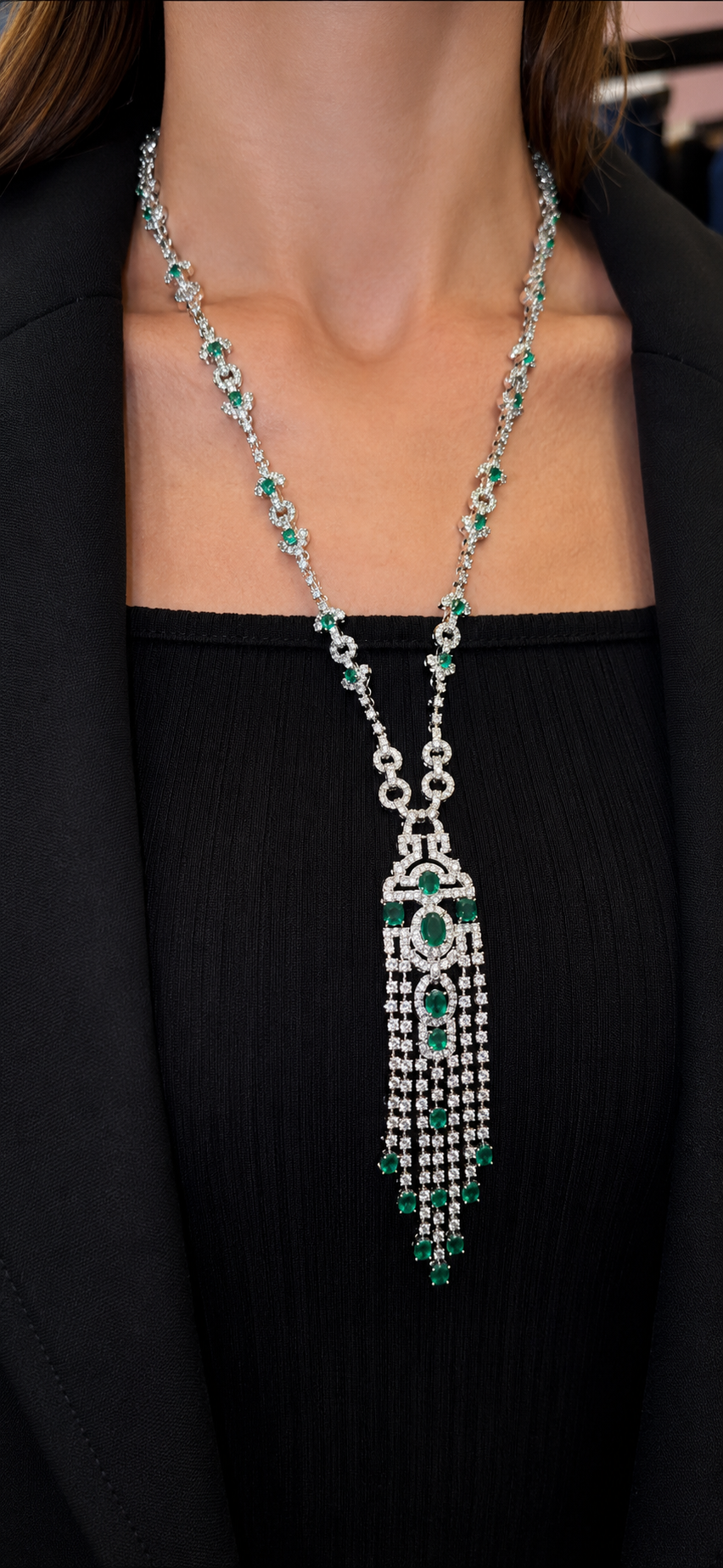 Emerald Cascade Necklace Set