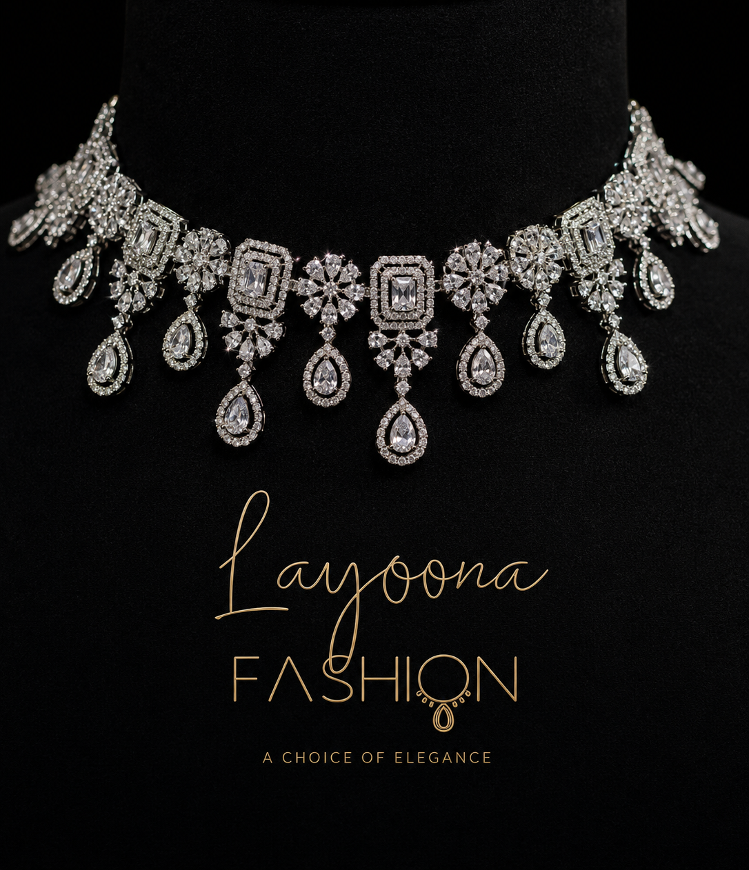 Regal Cascade Adjustable Choker & Earrings Set