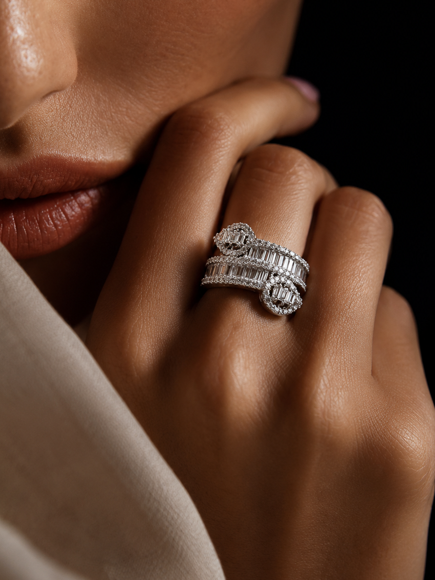 Infinity Baguette Statement Ring